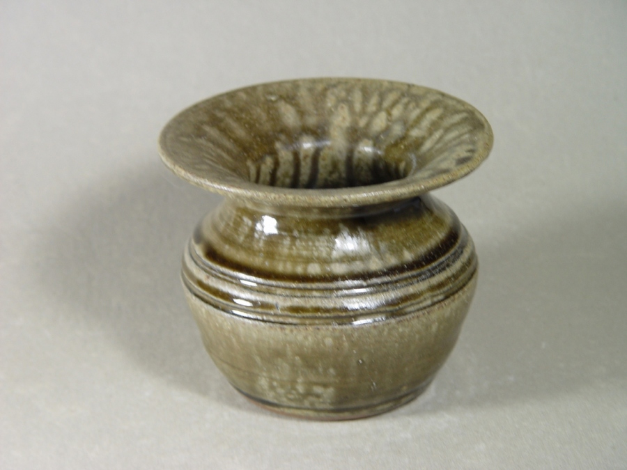 Wood-fired cuspidor made local clay, ash-glazed
