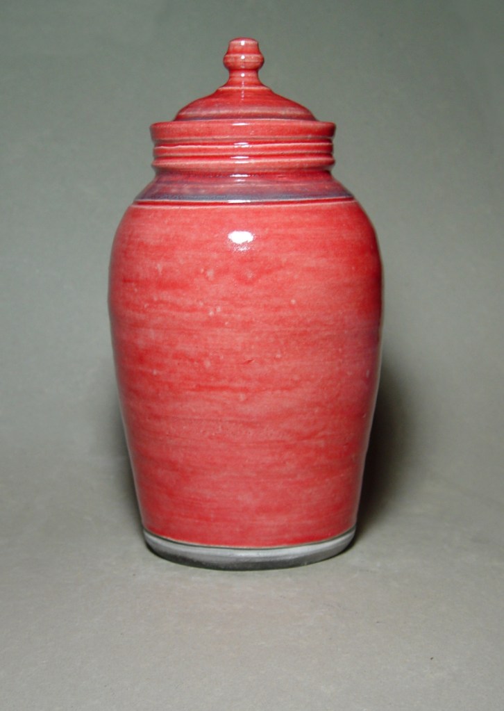 Lidded Jar: Raku, glaze, underglaze