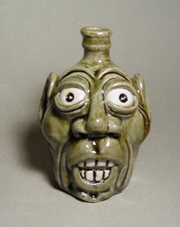 Face Jug: Local stoneware with kaolin details, ash-glazed, wood-fired