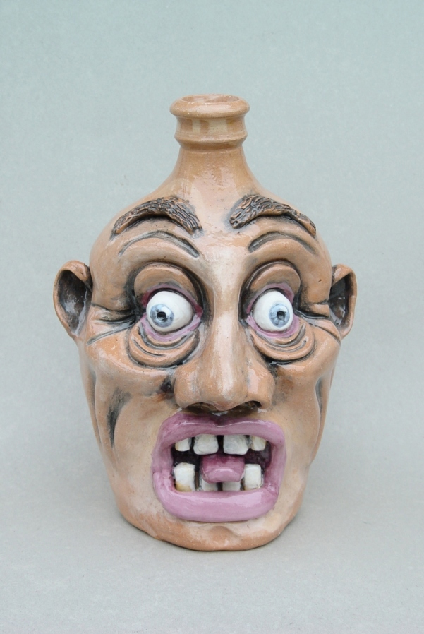 Face Jug: Local clay with underglaze and glaze