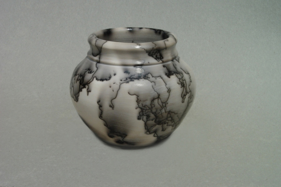 Horse Hair Raku Jar: Porcelain with terra sigillata